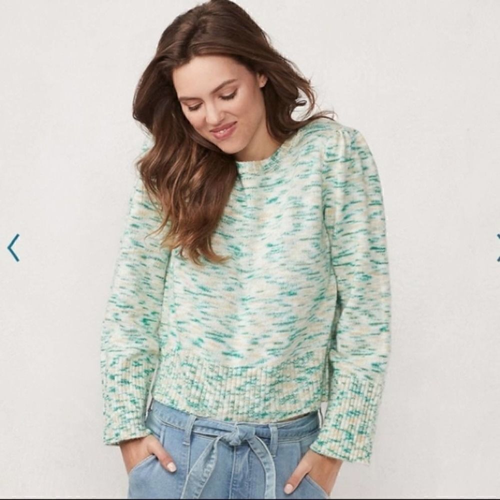 Lauren Conrad Knit Green Bell Sleeve Sweater